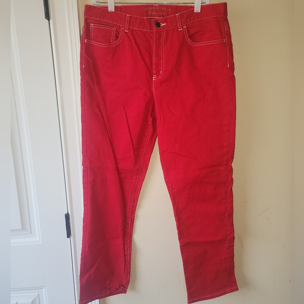 Lauren Jeans Co. Ralph Lauren Red White Stitch Denim Jeans